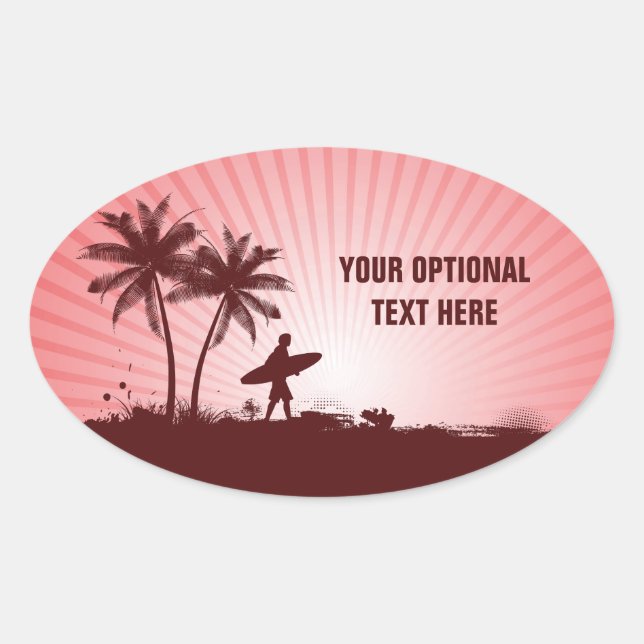 Pegatinas de texto de personalizado de Beach Surfe (Anverso)