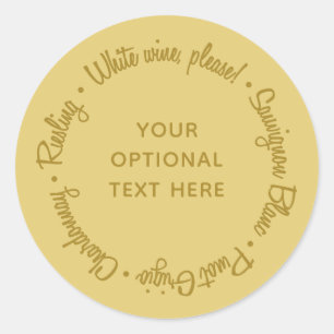 Pegatinas de texto de personalizado de vinos blanc