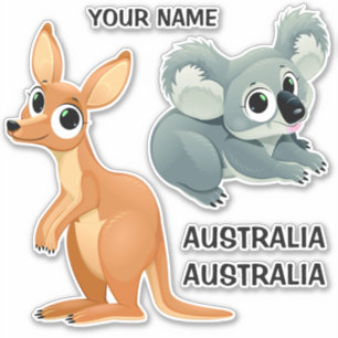 pegatinas de texto personalizado Koala y Kangaroo