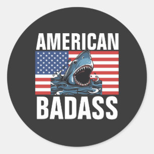 PEGATINAS DE TIBURONES PATRIÓTICOS DE BADASS AMERI