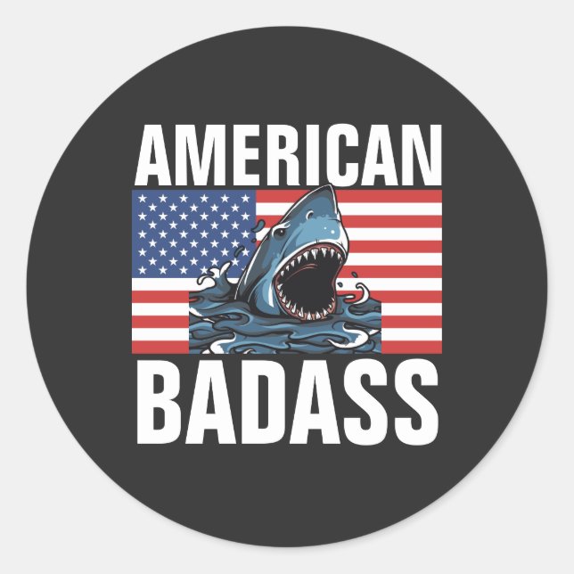 PEGATINAS DE TIBURONES PATRIÓTICOS DE BADASS AMERI (Anverso)
