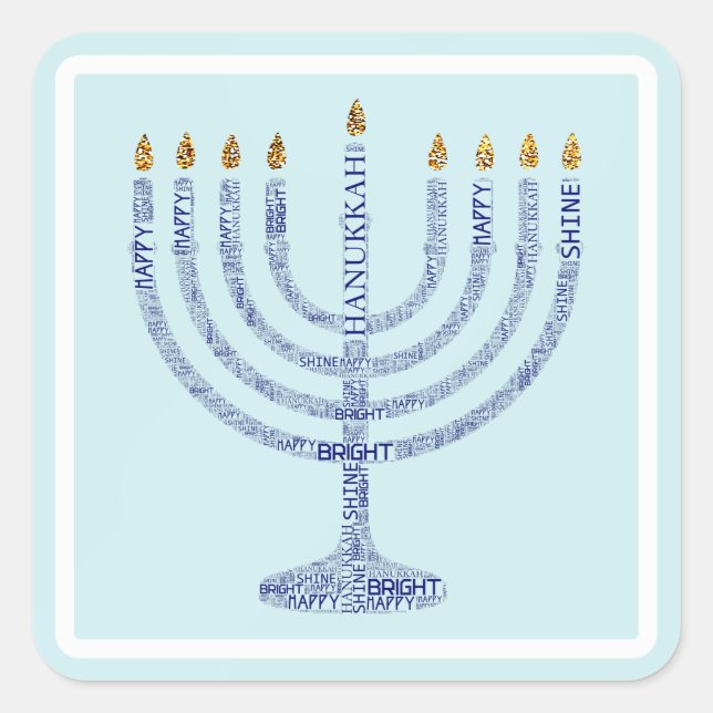 Pegatinas de tipografía de Hanukkah Menorah (Anverso)