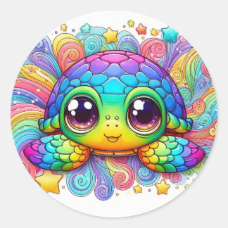Pegatinas de tortuga de arcoíris felices