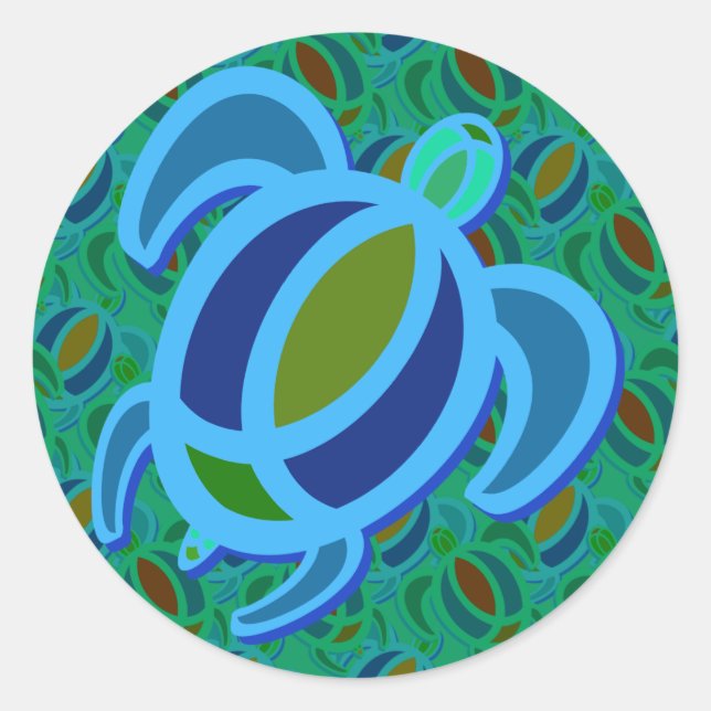 Pegatinas de Tortuga del Mar Azul (Anverso)