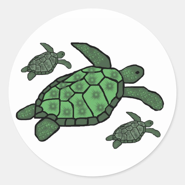 Pegatinas de tortugas marinas triples (Anverso)