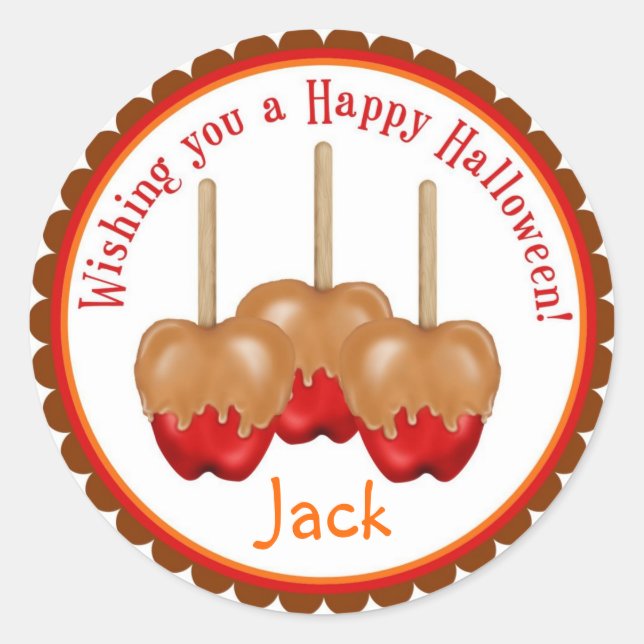 Pegatinas de Tratamiento de Halloween con manzanas (Anverso)