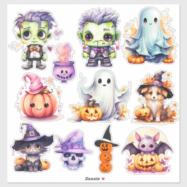Pegatinas de Tratamiento de Halloween, Pegatina de (Hoja)