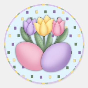 Pegatinas de tulipanes y huevos