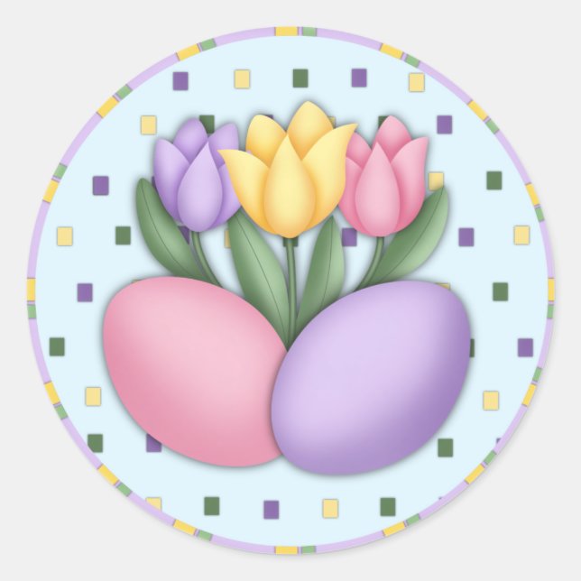 Pegatinas de tulipanes y huevos (Anverso)