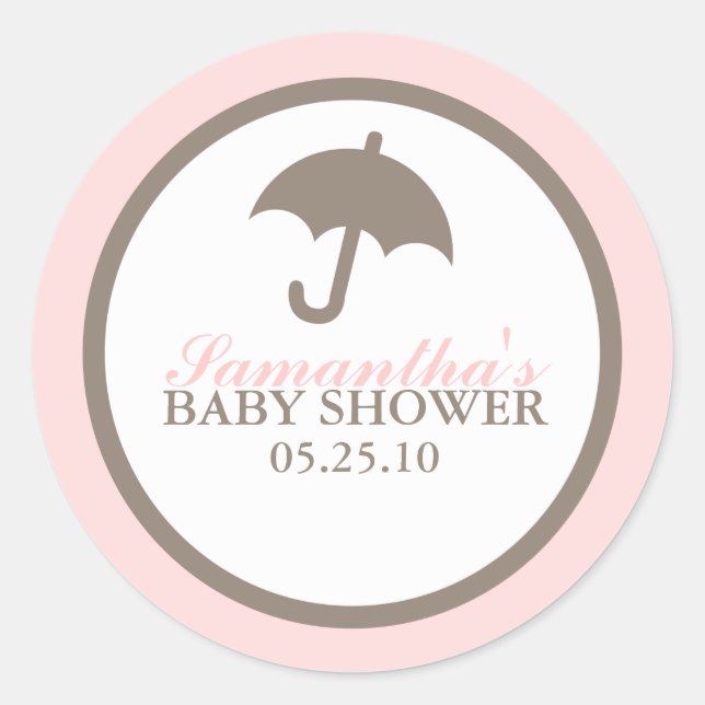 Pegatinas de Umbrella Baby Shower (Anverso)