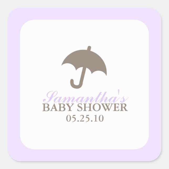 Pegatinas de Umbrella Baby Shower (Anverso)