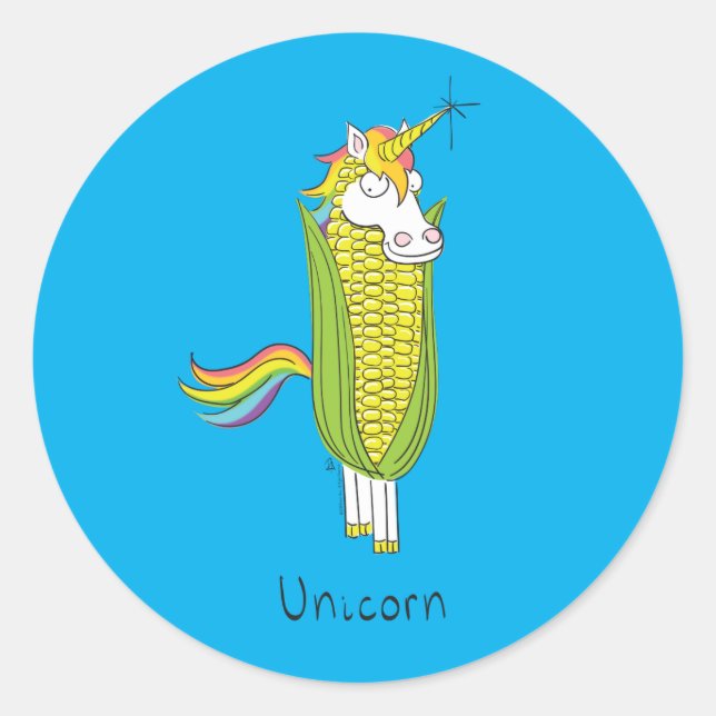 Pegatinas de Unicorn Funny Corn (Anverso)
