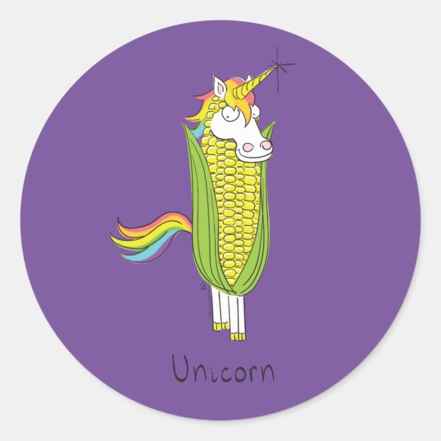 Pegatinas de Unicorn Funny Corn (Anverso)