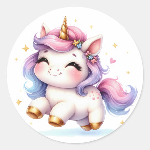 Pegatinas de unicornio de color de agua de bonito