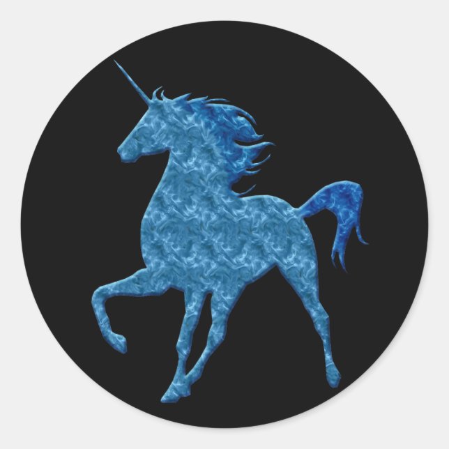 Pegatinas de Unicornio de Fuego Azul (Anverso)