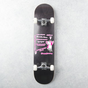 Pegatinas de Unicornio volando en patineta rosa