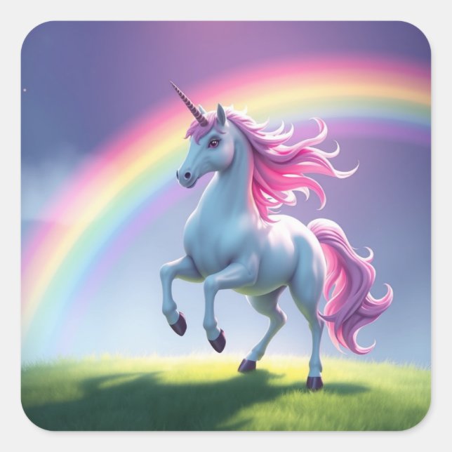 Pegatinas de unicornio y arcoiris de bonito (Anverso)