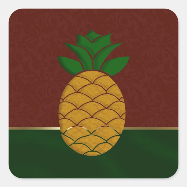 Pegatinas de vacaciones Damask Pineapple (Anverso)