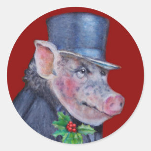 Pegatinas de vacaciones de cerdo navidades
