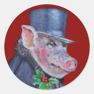 Pegatinas de vacaciones de cerdo navidades