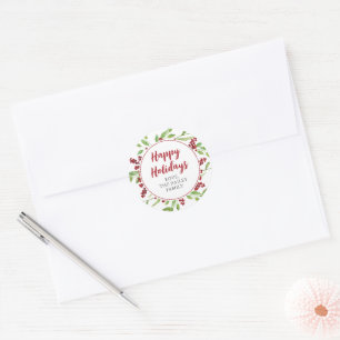Pegatinas de vacaciones de Holly y Watercolor Gree