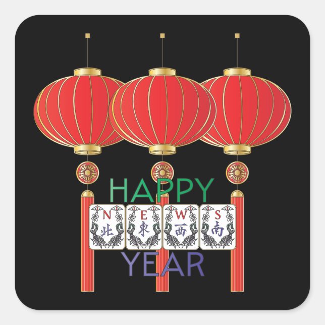 Pegatinas de vacaciones de Mah Jongg News (Anverso)