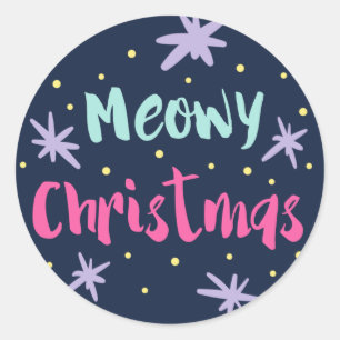 Pegatinas de vacaciones de Meowy Navidades   Rosa 