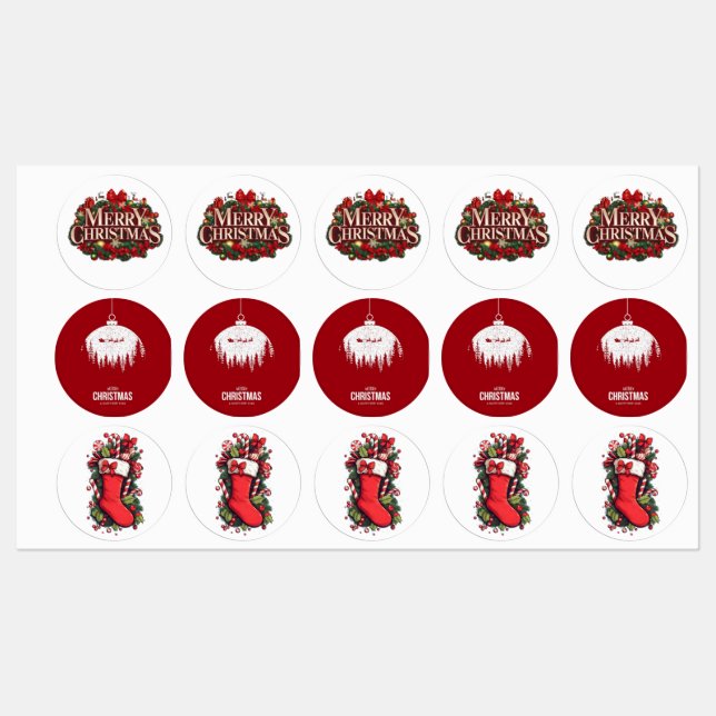 Pegatinas de vacaciones de Navidad felices (Hoja)