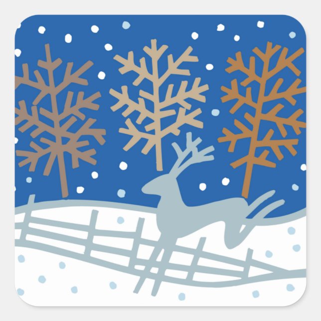 Pegatinas de vacaciones de renos nevados (Anverso)