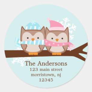 Pegatinas de vacaciones en pareja de búhos de invi