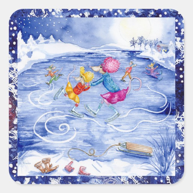 pegatinas de vacaciones "Fiesta de patinaje" (Anverso)