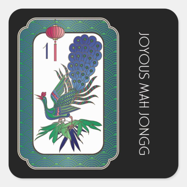 Pegatinas de vacaciones para pájaros de Mah Jongg (Anverso)