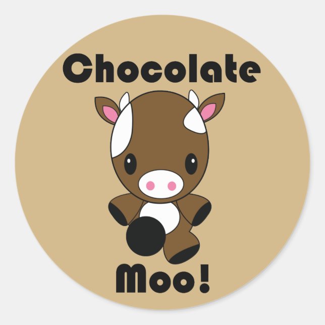 Pegatinas de vacas chocolate moo kawaii (Anverso)