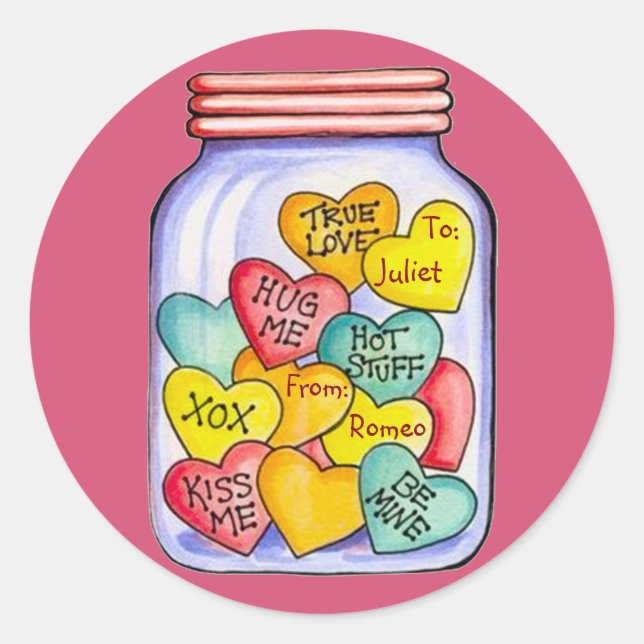 Pegatinas de Valentine Candy Jar (Anverso)