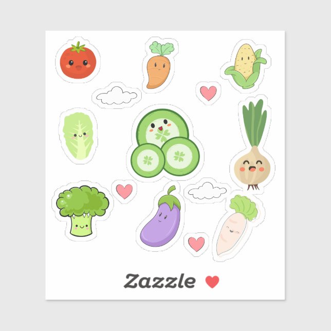 Pegatinas de Verduras Kawaii Adorables (Hoja)