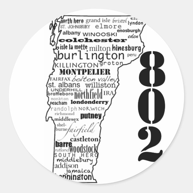 Pegatinas de Vermont "802" (Anverso)