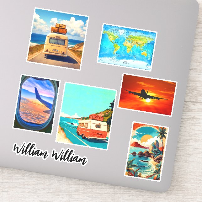 Pegatinas de viaje y viaje para maletas (Viajando) (Detalle)