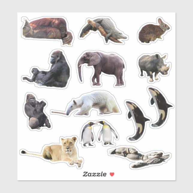 Pegatinas de vinílicos con besos de animales salva (Hoja)