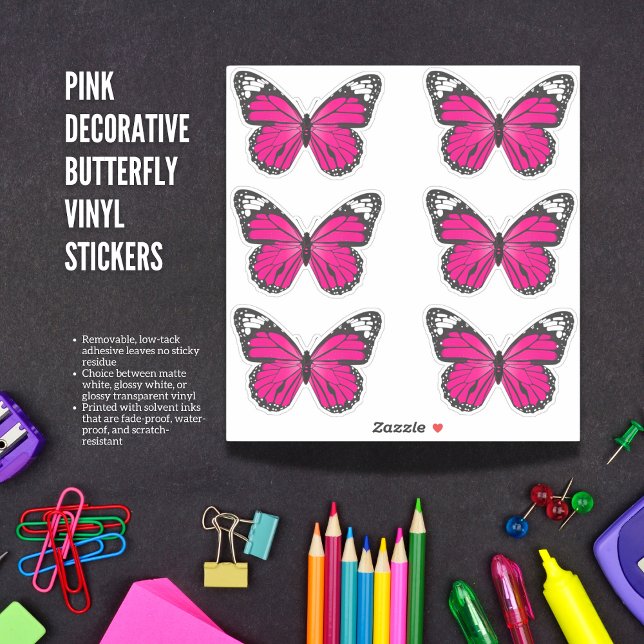 Pegatinas de vinilo con mariposa decorativa rosa (The Butterfly Studio
Pink Decorative Butterfly Vinyl Stickers)