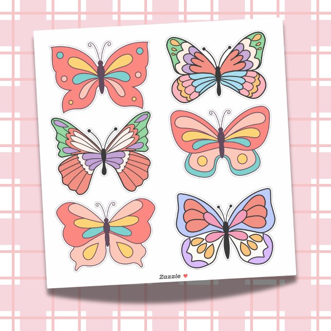 Pegatinas de vinilo con mariposas y vibraciones re (Flutter into Fun with These Groovy Butterflies!)