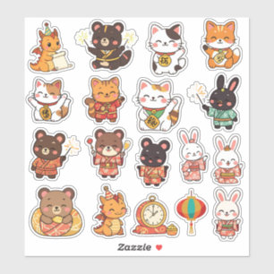 Pegatinas de vinilo de adorables animales Chibi pa