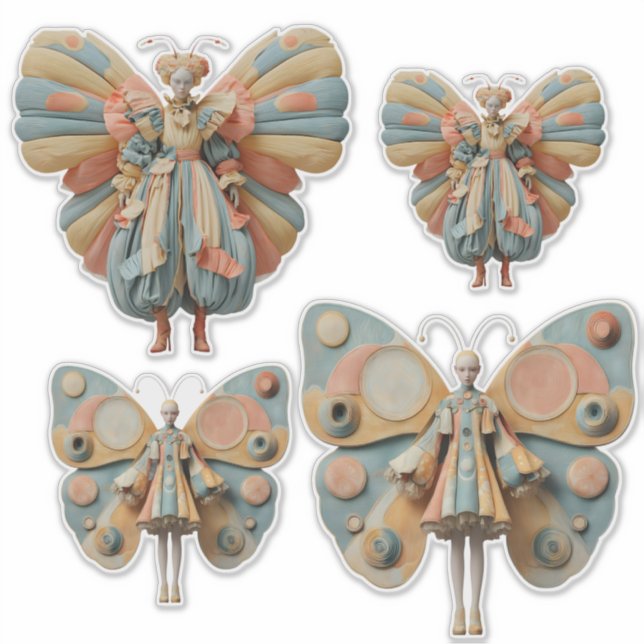 Pegatinas de vinilo de chicas mariposa extravagant (Anverso)