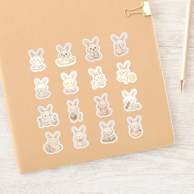 Pegatinas de vinilo de conejito lindo | Conejos Ka (Cuaderno)