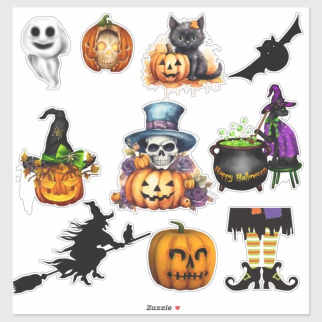 Pegatinas de vinilo de Halloween Variety Personali (Hoja)
