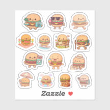 Pegatinas de vinilo de hamburguesa Kawaii