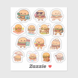 Pegatinas de vinilo de hamburguesa Kawaii