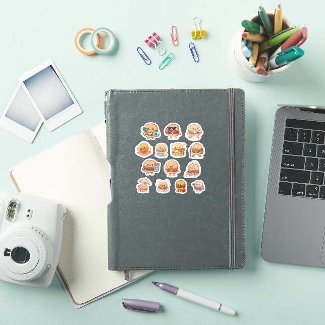 Pegatinas de vinilo de hamburguesa Kawaii (Funda para iPad)