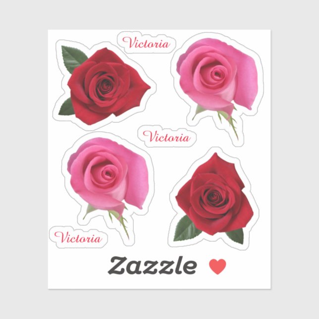 Pegatinas de vinilo de rosas rojas y rosadas de co (Hoja)