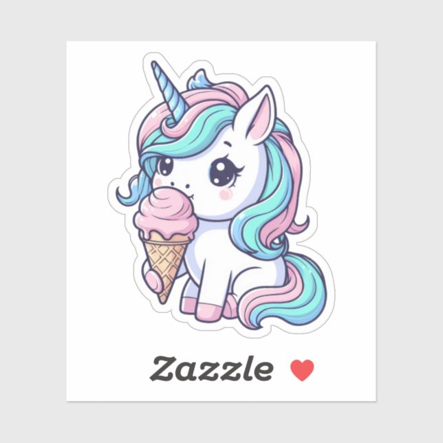 Pegatinas de vinilo de unicornio de helado de unic (Hoja)