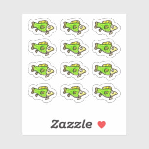 Pegatinas de vinilo personalizadas de pez verde de